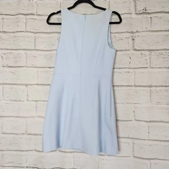 Aritzia Babaton Womens Dew Blue Satin Spectre Mini Fit and Flare Dress Size 2 - Picture 4 of 10